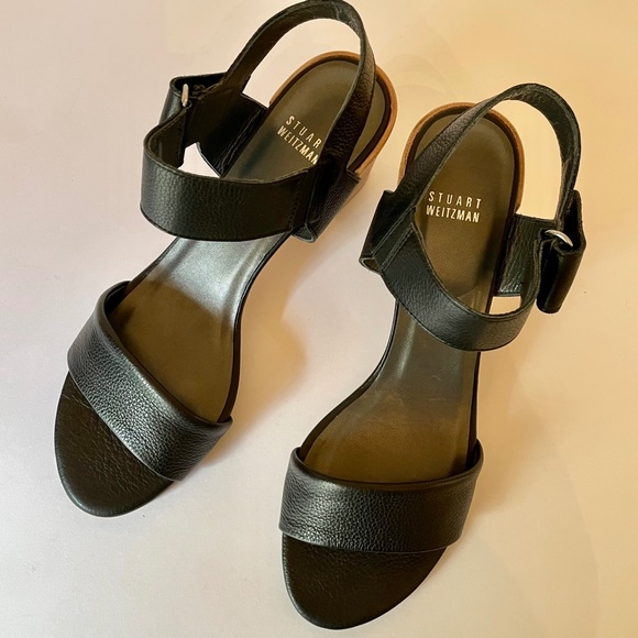 Stuart Weitzman Broadband Nero Sport Calf sandal Leather 9.5M - Picture 5 of 15